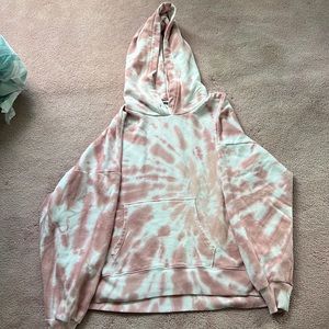 american eagle size xs tie dye pink and white sweatshirt